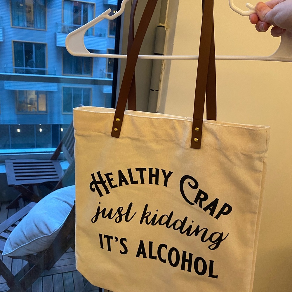 Canvas Tote Bag with Brown Straps